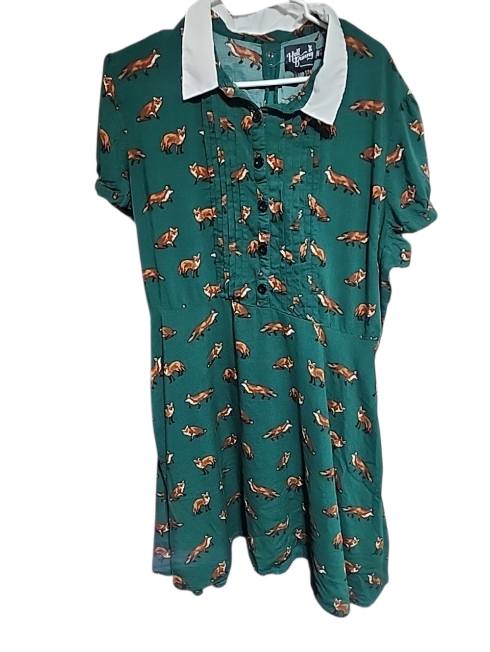 Hell Bunny Vixey Fox 40's Dress Dark Green. Size 4 X - Picture 2 of 6
